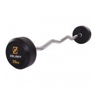 Штанга неразборная с фиксированным весом изогнутая обрезиненная Rubber Coated Barbell Zelart TA-2687-35 35кг (MD3009A-35) (гриф l-95см)
