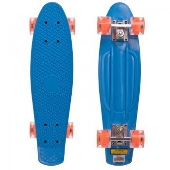 Пенни борд Penny Board круизер пластиковый со светящимися колесами 22" SP-Sport SK-5672-2 (ABEC-7, синий-оранжевый)