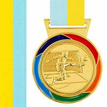 Медаль спортивная с лентой цветная тематическая SP-Sport Футбол ø7см C-6857 (металл, 50g золото, серебро, бронза)