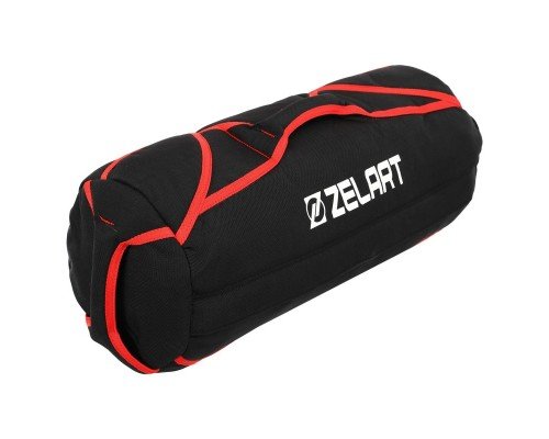 Сендбег мешок утяжелитель для функционального тренинга Sandbag без наполнителя Zelart FI-5028 (терилен,NL,60х20см, 4 филлера до 10кг, черный-красный)