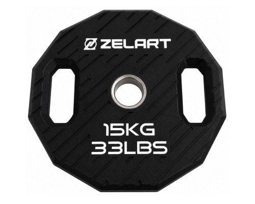 Блины диски TPU 2 Handle металлическая втулка внутренний ø51мм Zelart TA-6996-15 15кг (черный)