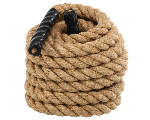Канат для кроссфита Combat Battle Rope Zelart FI-0909-12 12 метров (сизаль, ручки:винил, l-12м,d-3,8см, коричневый)