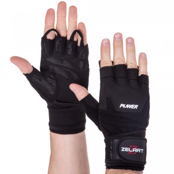Перчатки для фитнеса и тяжелой атлетики Zelart SB-161057 S-XXL черный Черный