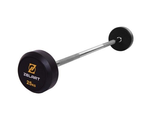 Штанга неразборная с фиксированным весом прямая обрезиненная Rubber Coated Barbell Zelart TA-2685-25 25кг (MD3009-25) (гриф l-95см)уп. в 1ящ