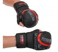 Перчатки Крабы спаринговые для MMA FLEX FISTRAGE VL-6493 (р-р S-XL, черный-красный)