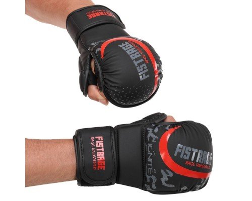 Перчатки Крабы спаринговые для MMA FLEX FISTRAGE VL-6493 (р-р S-XL, черный-красный)