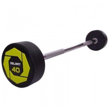 Штанга неразборная с фиксированным весом прямая полиуретановая Urethane Barbell Zelart TA-2689-40 40кг (MD3018-40) (гриф l-112см)