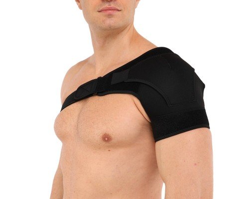 Бандаж для плеча компрессионный фиксатор плечевого сустава Shoulder Support 1штука Support ST-7493-L левый (неопрен, полиэстер, One size, черный)