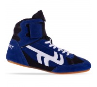 Борцовки обувь для борьбы размер 30-45 Zelart OB-3957 (верх-замша, низ-нескользящая резина, синий-черный)