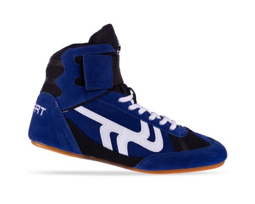 Борцовки обувь для борьбы размер 30-45 Zelart OB-3957 (верх-замша, низ-нескользящая резина, синий-черный)
