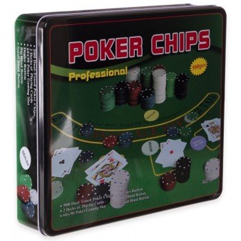 Набор для покера в металлической коробке Professional Poker chips SP-Sport IG-3006 500 фишек (500 фишек, с номиналом, 2кол.карт,полотно)