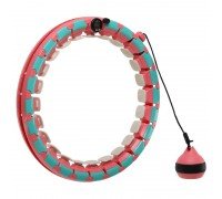 Обруч для похудения регулируемый массажный с утяжелителем Smart Hula Hoop Zelart FI-9659 (PP, силикон, d-170-350мм, бирюзовый-розовый)