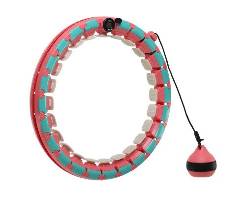 Обруч для похудения регулируемый массажный с утяжелителем Smart Hula Hoop Zelart FI-9659 (PP, силикон, d-170-350мм, бирюзовый-розовый)