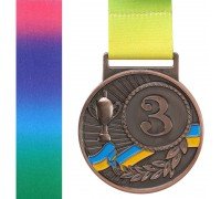 Медаль спортивная с лентой SP-Sport UKRAINE с украинской символикой ø5см C-6210 (металл, ø5см, 20g 1-золото,2-серебро,3-бронза)