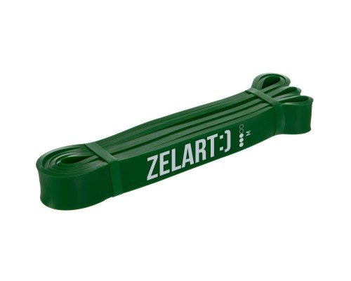 Резина петля для подтягиваний и тренировок лента силовая Zelart POWER BANDS FI-0889-3 (латекс, 2080x29x4,5мм, жесткость M, нагрузка 16-39кг, зеленый)