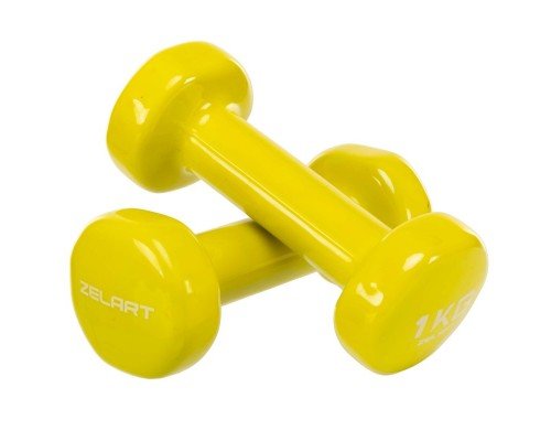 Гантели для фитнеса виниловые 2штуки Zelart Beauty TA-5225-1 (2x1кг) (2шт, цвета в ассортименте)