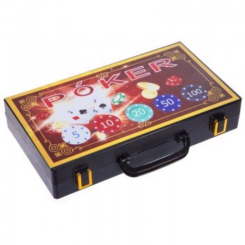 Набор для покера в пластиковом кейсе Poker game set Poker game set SP-Sport 200S-E 200 фишек (200 фишек, с номиналом, 2 кол.карт,5куб)