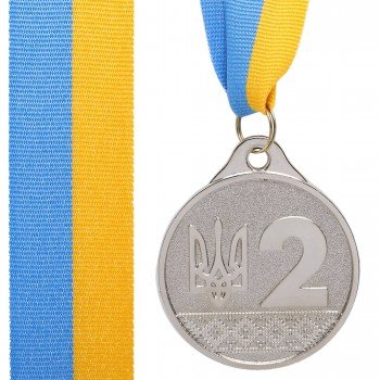 Медаль спортивная с лентой SP-Sport UKRAINE с украинской символикой ø5см C-9292  (металл, ø5см, 20g 1-золото,2-серебро,3-бронза)