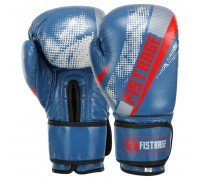 Перчатки боксерские на липучке кожаные FISTRAGE VL-7804 (размер 10-14oz, синий)