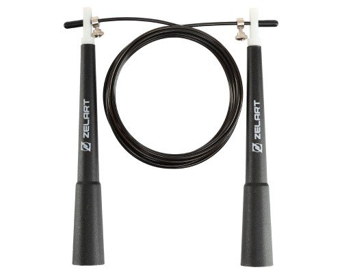 Скакалка скоростная Кроссфит со стальным тросом Zelart FI-4855 (l-3м, d-2,5мм, черный)