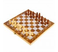 Шахматы шашки нарды 3 в 1 набор настольных игр деревянные SPRINTER 9029 (фигуры-дерево, р-р доски 29,5см x 29,5см х 4см)