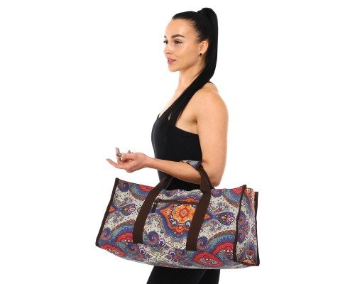 Сумка для йоги Yoga bag SP-Sport DoYourYoga FI-6971-1 (размер 22х24х54см, полиэстер, хлопок, серый-оранжевый)