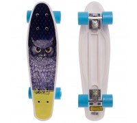 Пенни борд Penny Board круизер пластиковый 22" SP-Sport HB-13-1 с принтом СОВА (ABEC-7, колесо-PU d-6см, р-р деки 55х14,5см, синий)