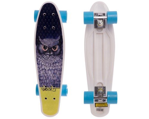 Пенни борд Penny Board круизер пластиковый 22" SP-Sport HB-13-1 с принтом СОВА (ABEC-7, колесо-PU d-6см, р-р деки 55х14,5см, синий)