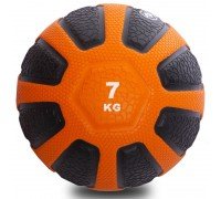 Медбол мяч медицинский Medicine Ball Zelart FI-0898-7 7кг (резина, d-28,6см, черный-оранжевый)