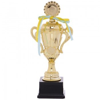 Кубок спортивный наградной SP-Sport Luck YK082C (пластик, h-32см, b-14см, d чаши-9см, золото)