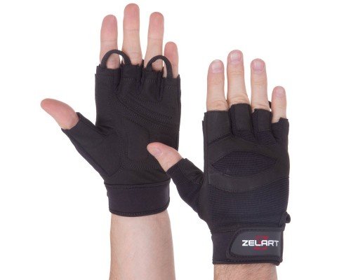 Перчатки для фитнеса и тренировок ZELART SB-161591 (PL, PVC,открытые пальцы, р-р S-XXL)
