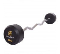 Штанга неразборная с фиксированным весом изогнутая обрезиненная Rubber Coated Barbell Zelart TA-2687-40 40кг (MD3009A-40) (гриф l-95см)