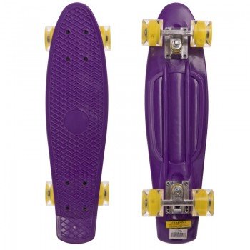 Пенни борд Penny Board круизер пластиковый со светящимися колесами 22" SP-Sport SK-5672-3 (ABEC-7, фиолетовый-желтый)
