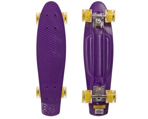 Пенни борд Penny Board круизер пластиковый со светящимися колесами 22" SP-Sport SK-5672-3 (ABEC-7, фиолетовый-желтый)