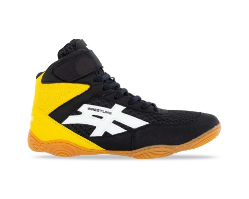 Борцовки обувь для борьбы размер 36-40 Wrestling DIFENO W-4010-6 (верх-PU, PL, низ-PU, черный-желтый)