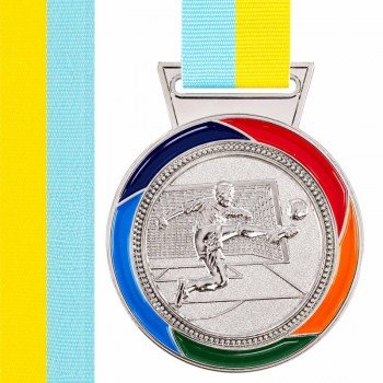 Медаль спортивная с лентой цветная тематическая SP-Sport Футбол ø7см C-6857 (металл, 50g золото, серебро, бронза)