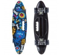 Пенни борд Penny Board круизер пластиковый со светящимися колесами и ручкой для переноски 24" SP-Sport SK-885-1 (ABEC-7, р-р 60x17см, синий-черный)