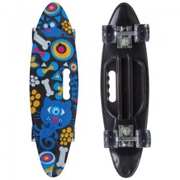 Пенни борд Penny Board круизер пластиковый со светящимися колесами и ручкой для переноски 24" SP-Sport SK-885-1 (ABEC-7, р-р 60x17см, синий-черный)