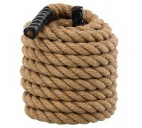 Канат для кроссфита Combat Battle Rope Zelart FI-0909-15 15 метров (сизаль, ручки:винил, l-15м,d-3,8см, коричневый)