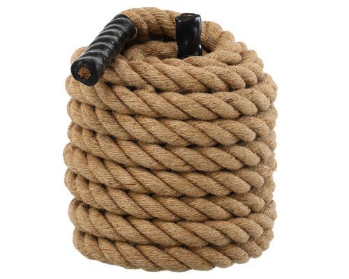 Канат для кроссфита Combat Battle Rope Zelart FI-0909-15 15 метров (сизаль, ручки:винил, l-15м,d-3,8см, коричневый)