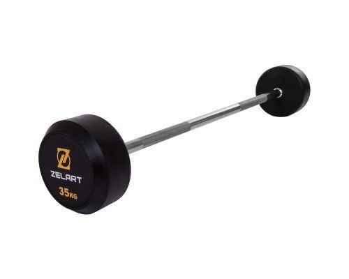 Штанга неразборная с фиксированным весом прямая обрезиненная Rubber Coated Barbell Zelart TA-2685-35 35кг (MD3009-35) (гриф l-95см)