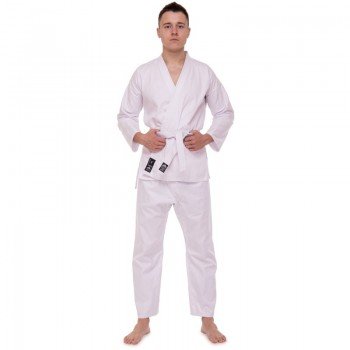 Кимоно для карате белое куртка штаны и пояс MATSA MA-0016 (хлопок-плотность 240г на м2, размер 000-6, рост-110-190см, белый)