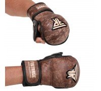 Перчатки Крабы спаринговые для MMA кожаные FISTRAGE VL-6464 (р-р S-XL, коричневый)