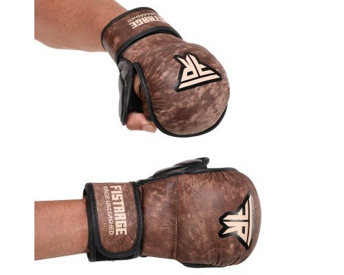 Перчатки Крабы спаринговые для MMA кожаные FISTRAGE VL-6464 (р-р S-XL, коричневый)