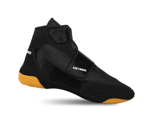 Борцовки обувь для борьбы детские размер 32-39 FISTRAGE VL-7802 (верх-замша, низ-нескользящая резина, черный)