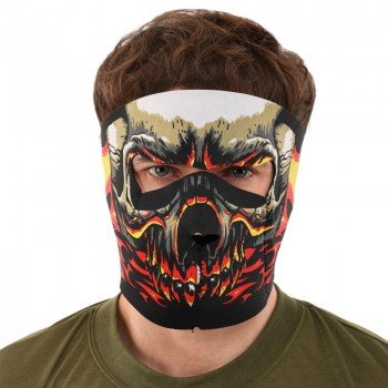 Маска лицевая ветрозащитная креативная термонаушники SP-Sport MS-4344-3 Red Evil Skull (неопрен, черный)