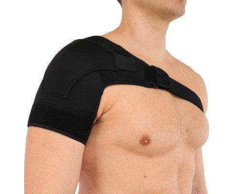 Бандаж для плеча компрессионный фиксатор плечевого сустава Shoulder Support 1штука Support ST-7493-R правый (неопрен, полиэстер, One size, черный)