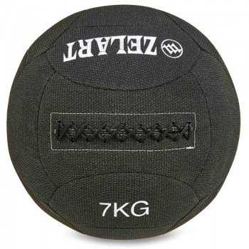 Мяч набивной медицинский для кроссфита в кевларовой оболочке WALL BALL Zelart FI-7224-7 7кг (кевлар, наполнитель-резина, d-35см, черный)
