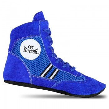 Борцовки для самбо размер 32-45 MATSA MA-0718-BL (верх-замша, низ-замша, синий)