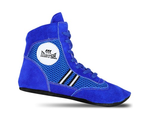 Борцовки для самбо размер 32-45 MATSA MA-0718-BL (верх-замша, низ-замша, синий)